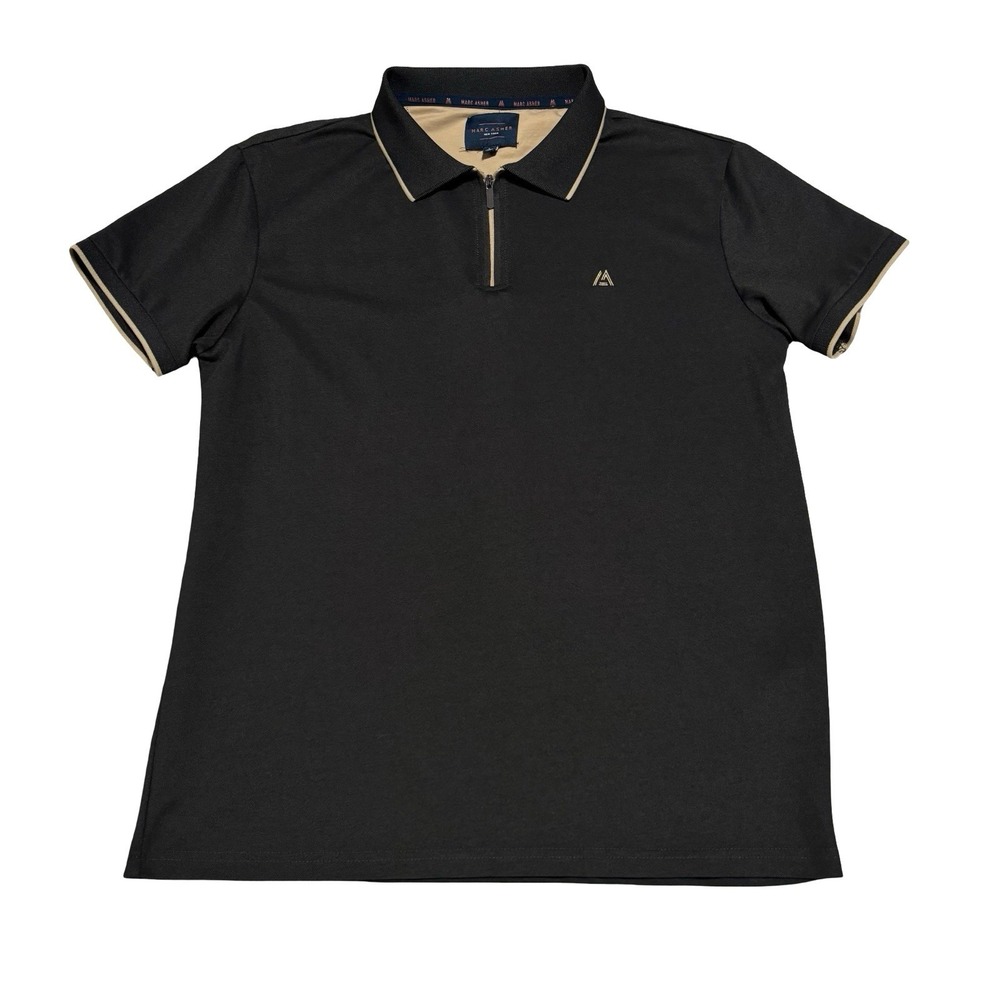 Marc Asher New York Men's Short Sleeve Zip Up Polo Shirt Gray Size Large 20x26 - Picture 1 of 5